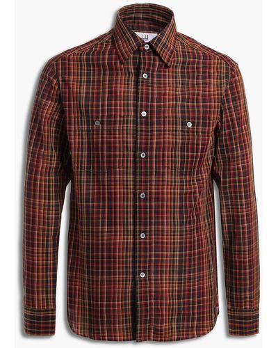 Dunhill Checked Cotton-jacquard Shirt - Brown