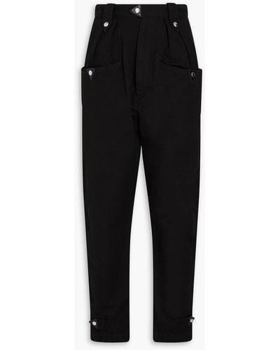 Isabel Marant Pulcie Cotton-canvas Tapered Trousers - Black