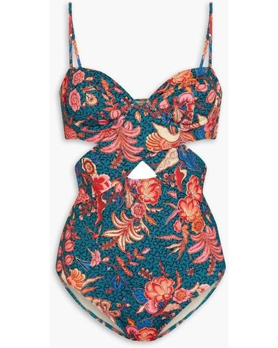 Ulla Johnson Luna Cutout Printed Swimsuit - Red