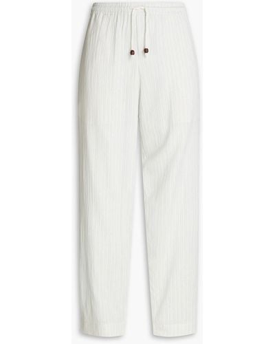 SMR Days Metallic Striped Cotton-blend Gauze Trousers - White