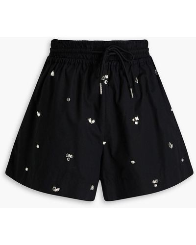 Sandro Crystal-embellished Cotton Shorts - Black