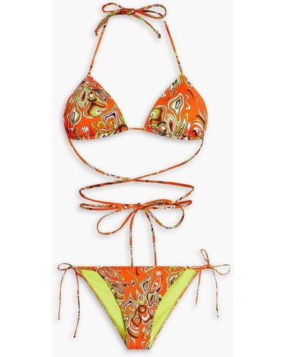 Emilio Pucci Triangel-bikini mit print - Orange