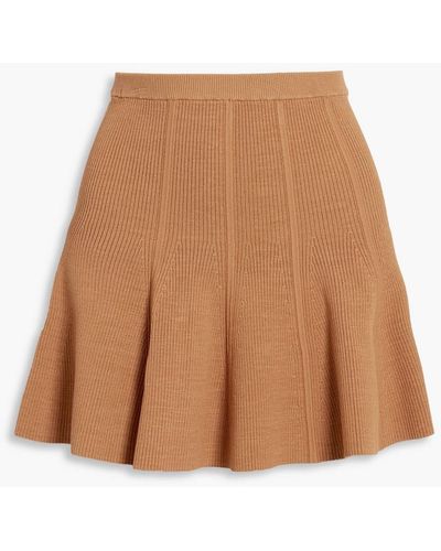 Dion Lee Fluted Ribbed-knit Mini Skirt - Brown