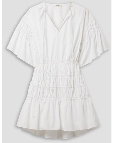 Jason Wu Cutout Ruched Cotton-blend Poplin Mini Dress - White