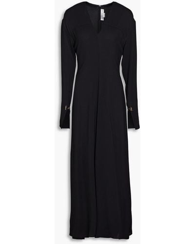Victoria Beckham Pleated Crepe Midi Dress - Black