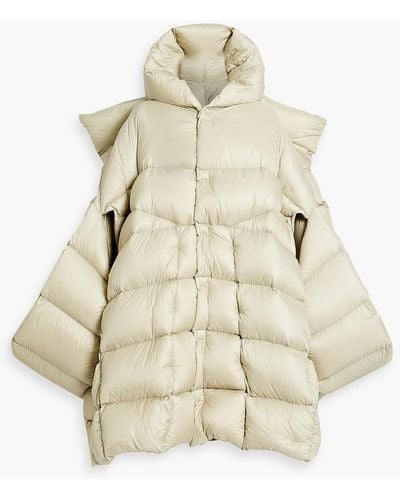 Rick Owens Geth Convertible Quilted Shell Hooded Down Coat - Natural