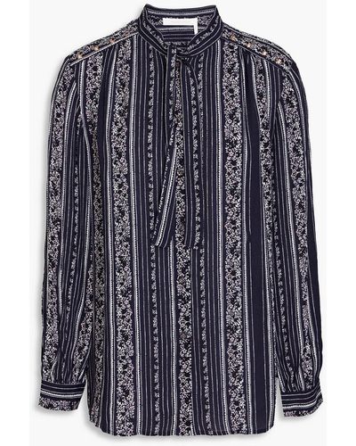 See By Chloé Printed Crepe De Chine Blouse - Blue