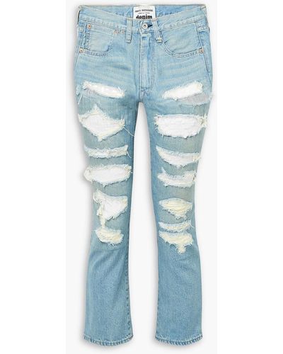 Comme des Garçons Sequin-embellished Distressed Mid-rise Straight-leg Jeans - Blue