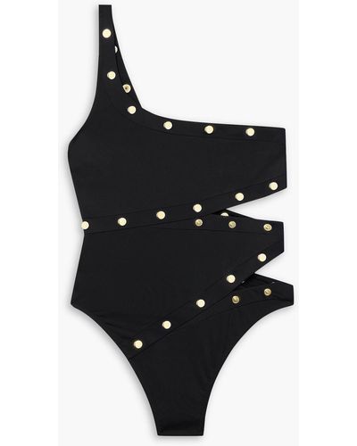 Agent Provocateur Donia One-shoulder Cutout Embellished Swimsuit - Black