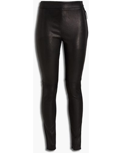 Roberto Cavalli Leather Skinny Pants - Black