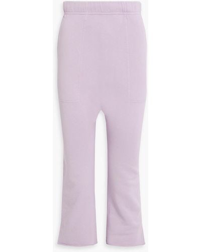 Nili Lotan Sf Cropped French Cotton-terry Track Trousers - Purple