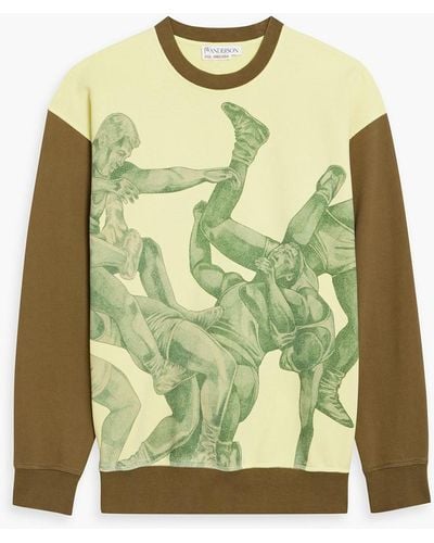 JW Anderson Printed French Cotton-terry Sweatshirt - Green
