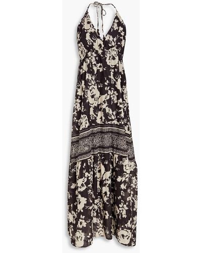 Ba&sh Downtown Floral-print Cotton-gauze Maxi Dress - Grey