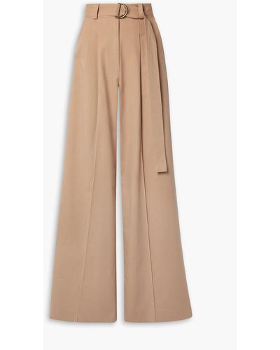 Ulla Johnson Nico Belted Pleated Cotton Wide-leg Trousers - Natural