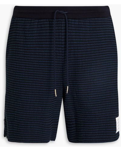 Thom Browne Striped Cotton-blend Bouclé-tweed Shorts - Blue