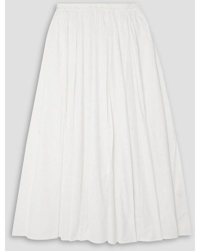 Emporio Sirenuse Camelia Printed Cotton-poplin Maxi Skirt - White