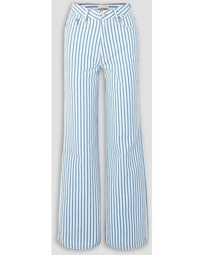 Ganni Magny Striped Mid-rise Wide-leg Jeans - Blue