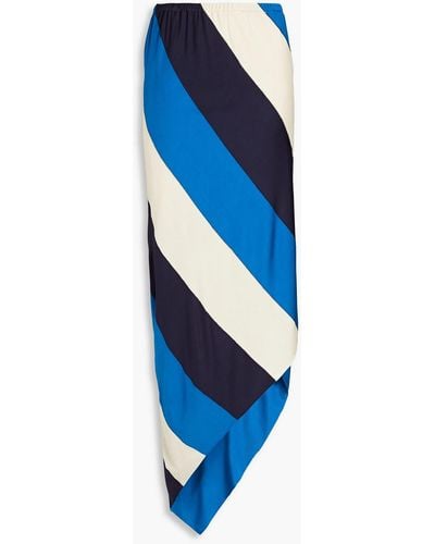Marni Asymmetrischer midirock aus glänzendem jersey mit streifen - Blau