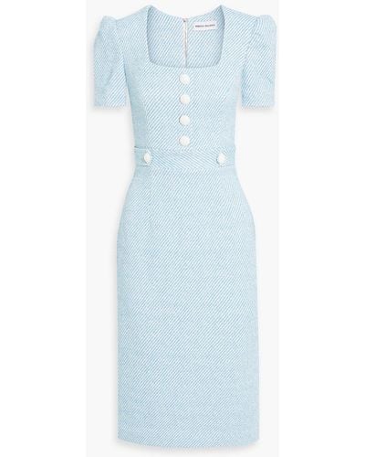 Rebecca Vallance Charlene Embellished Bouclé-tweed Midi Dress - Blue