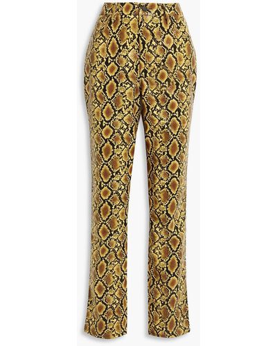 GOOD AMERICAN Faux Snake-effect Leather Bootcut Pants - Yellow