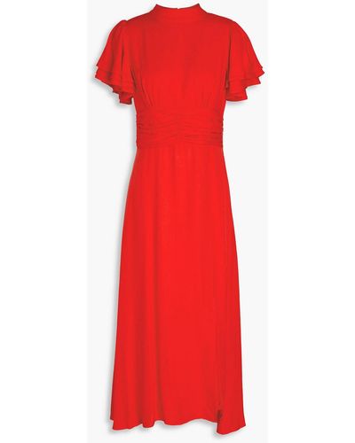 Olivia Rubin maggie Ruched Crepe Midi Dress - Red