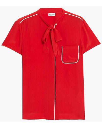 RED Valentino Pussy-bow Silk Crepe De Chine Blouse - Red