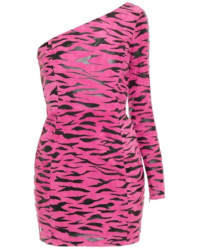 Moschino One-shoulder Tiger-print Suede Mini Dress - Multicolour