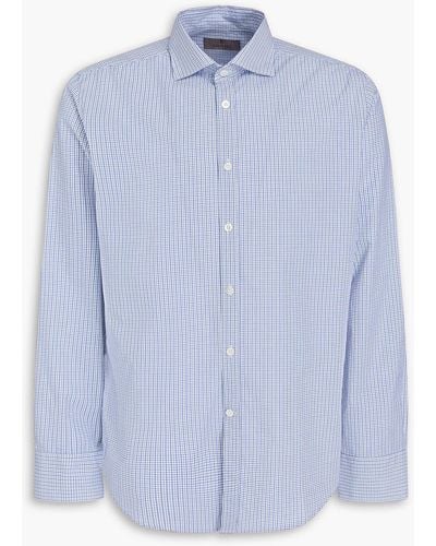 Canali Checked Cotton-poplin Shirt - Blue