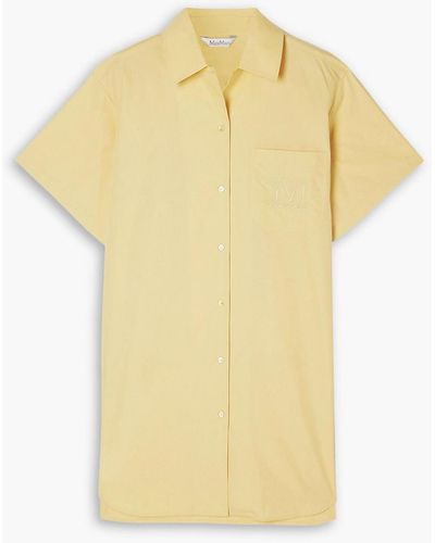 Max Mara Palau Embroidered Cotton-poplin Mini Shirt Dress - Yellow