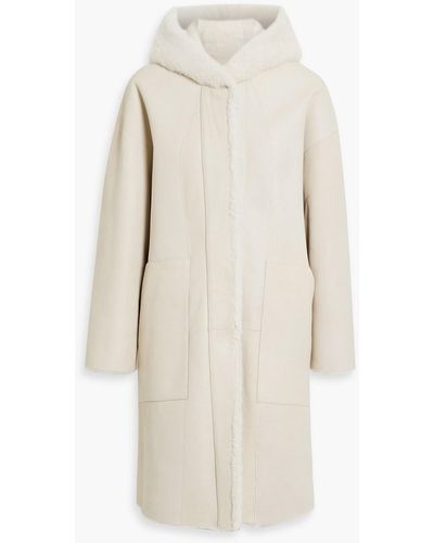 Dom Goor Reversible Shearling Hooded Coat - White