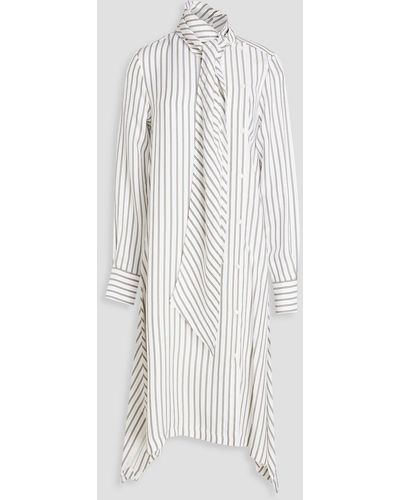 See By Chloé Striped Twill Midi Shirt Dress - White