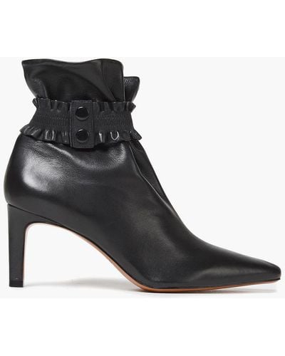 Zimmermann Shirred Leather Ankle Boots - Black