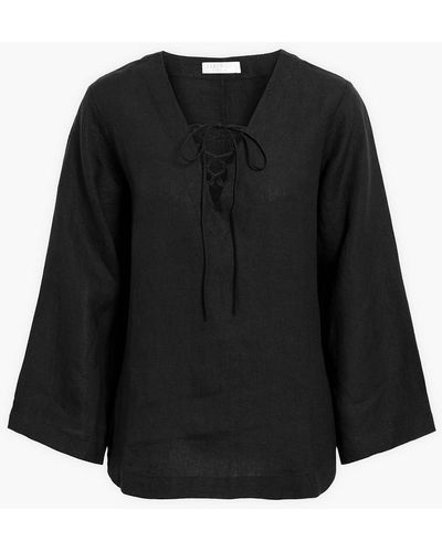 Seafolly Lace-up Linen Top - Black