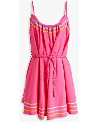 Olivia Rubin Belted Cotton Mini Dress - Pink