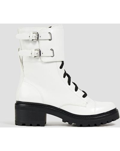 DKNY Bart Faux Glossed-leather Combat Boots - White