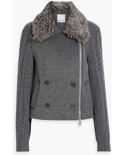 Jonathan Simkhai Giovana Wool-blend Felt And Cable-knit Jacket - Gray