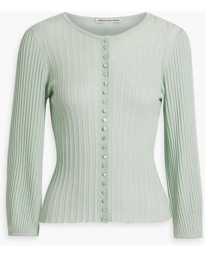 Autumn Cashmere Ribbed Cotton Cardigan - Green
