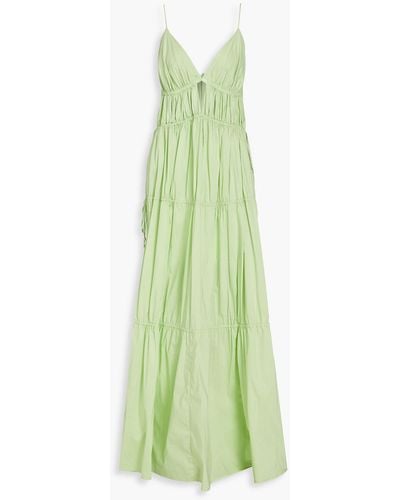 Jonathan Simkhai April Cutout Gathered Cotton-poplin Maxi Dress - Green