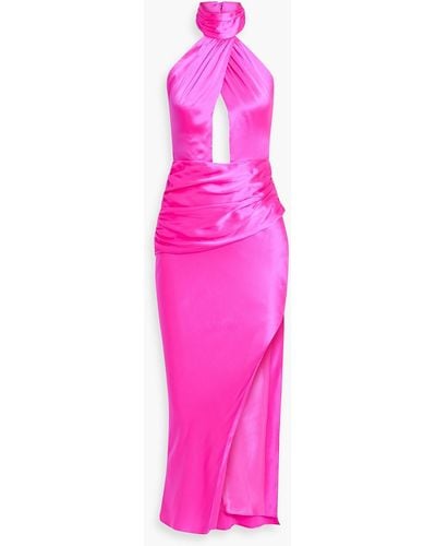 Nicholas Tula Cutout Silk-satin Midi Dress - Pink