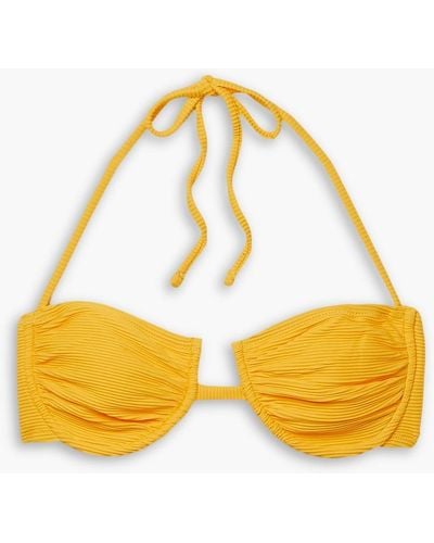 Fisch Coquillage Ribbed Underwired Halterneck Bikini Top - Yellow