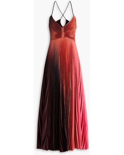 A.L.C. Ariya Pleated Dégradé Satin Maxi Dress - Red