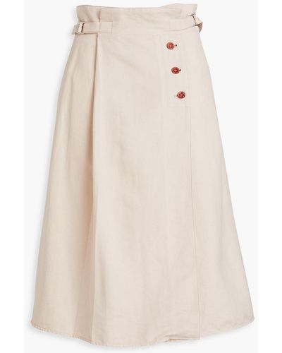 Acne Studios Ilysse Wool And Hemp-blend Twill Midi Wrap Skirt - White