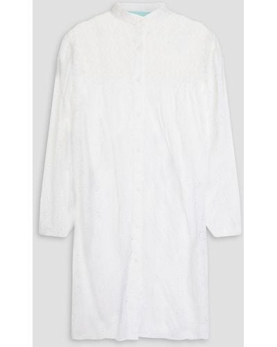 Melissa Odabash Barrie Broderie Anglaise Cotton And Macramé Mini Shirt Dress - White
