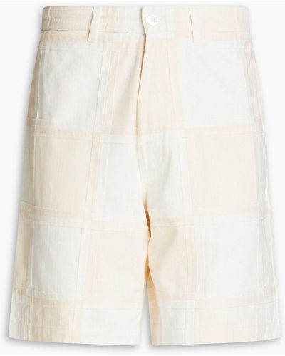 SMR Days Leeward Patchwork Herringbone Cotton Shorts - White