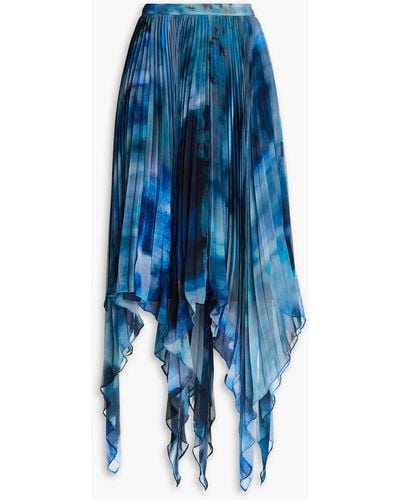 Altuzarra Pleated Tie-dyed Chiffon Maxi Skirt - Blue
