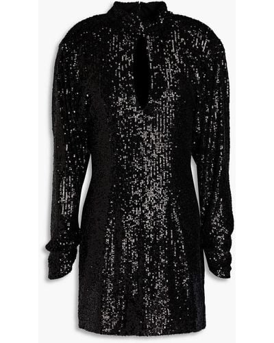 Ronny Kobo Lauper Cutout Sequined Mesh Mini Dress - Black