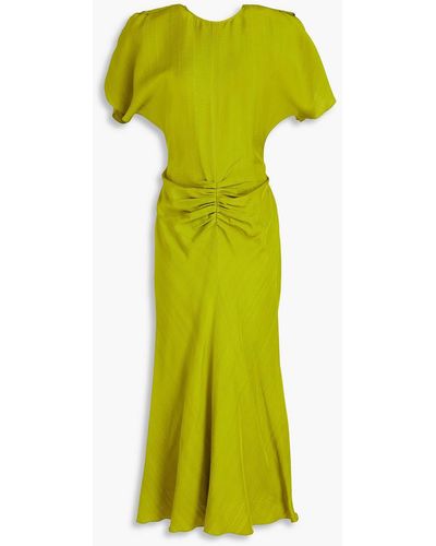 Victoria Beckham Ruched Crepe Midi Dress - Green