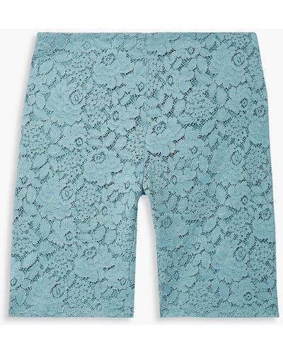 Stella McCartney Isla Cotton-blend Corded Lace Shorts - Blue