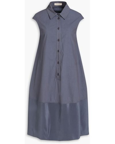 Gentry Portofino Crepe-paneled Cotton-poplin Midi Shirt Dress - Blue