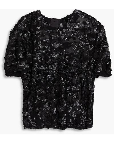 Rag & Bone Gia Sequin-embellished Crepon Top - Black